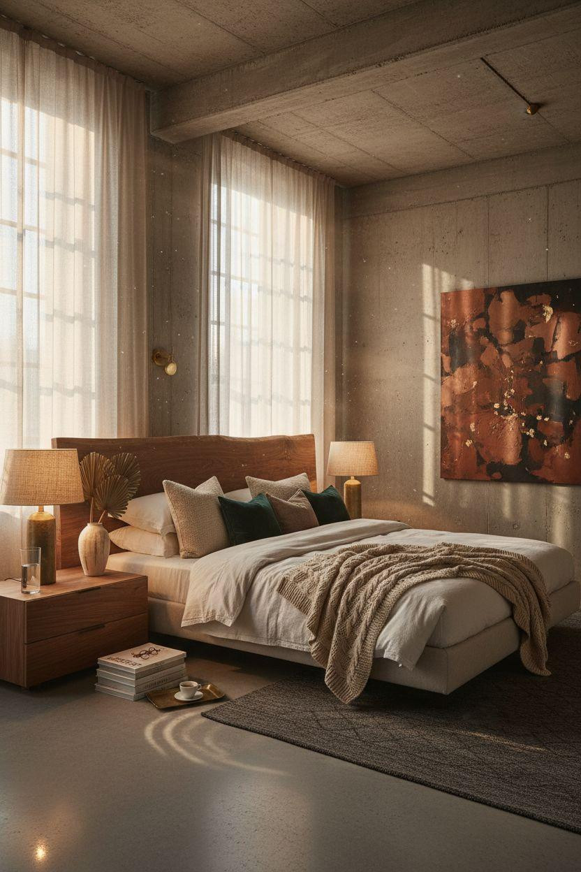 Master bedrooms decor modern - minimalist bedroom with industrial windows