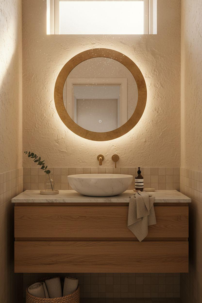 Bathroom Mirror - guest toilet transformation with integrated LED lighting