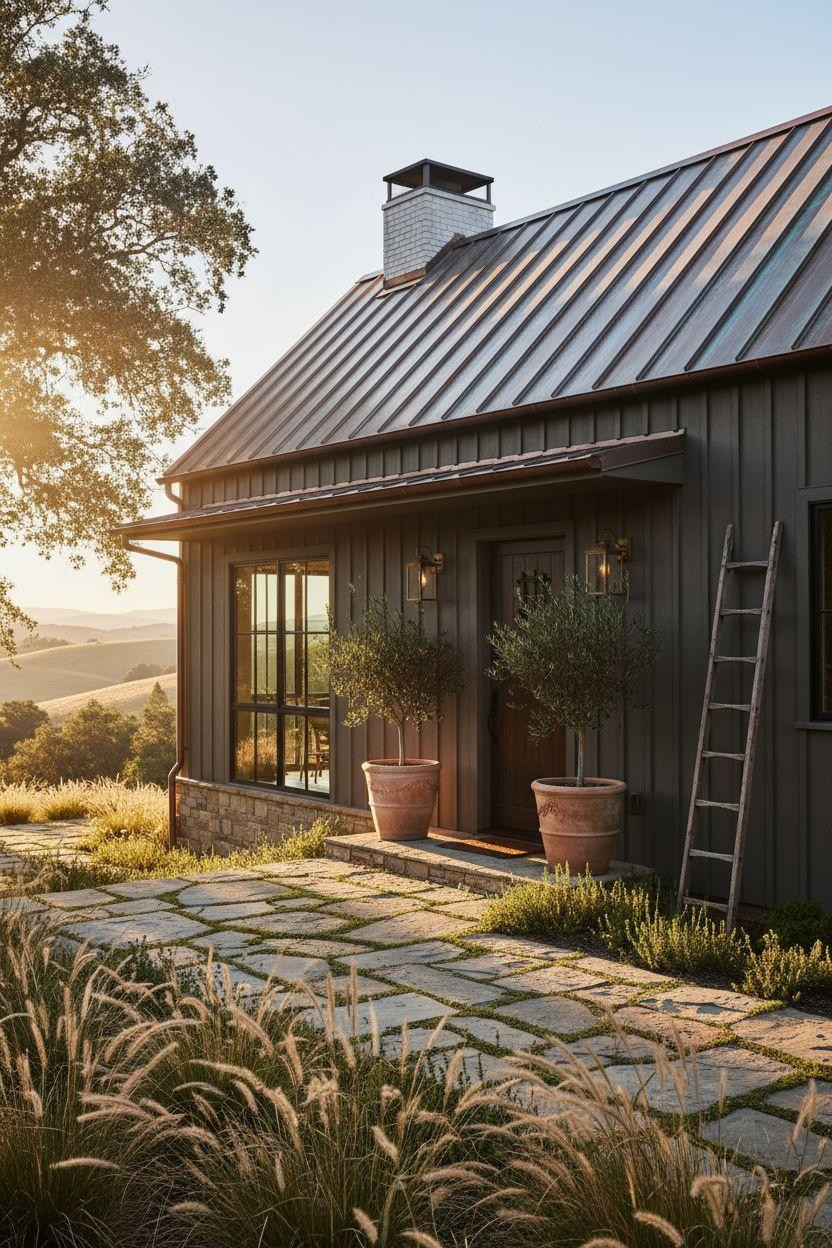 Modern Cottage Homes - charcoal siding with copper roof details