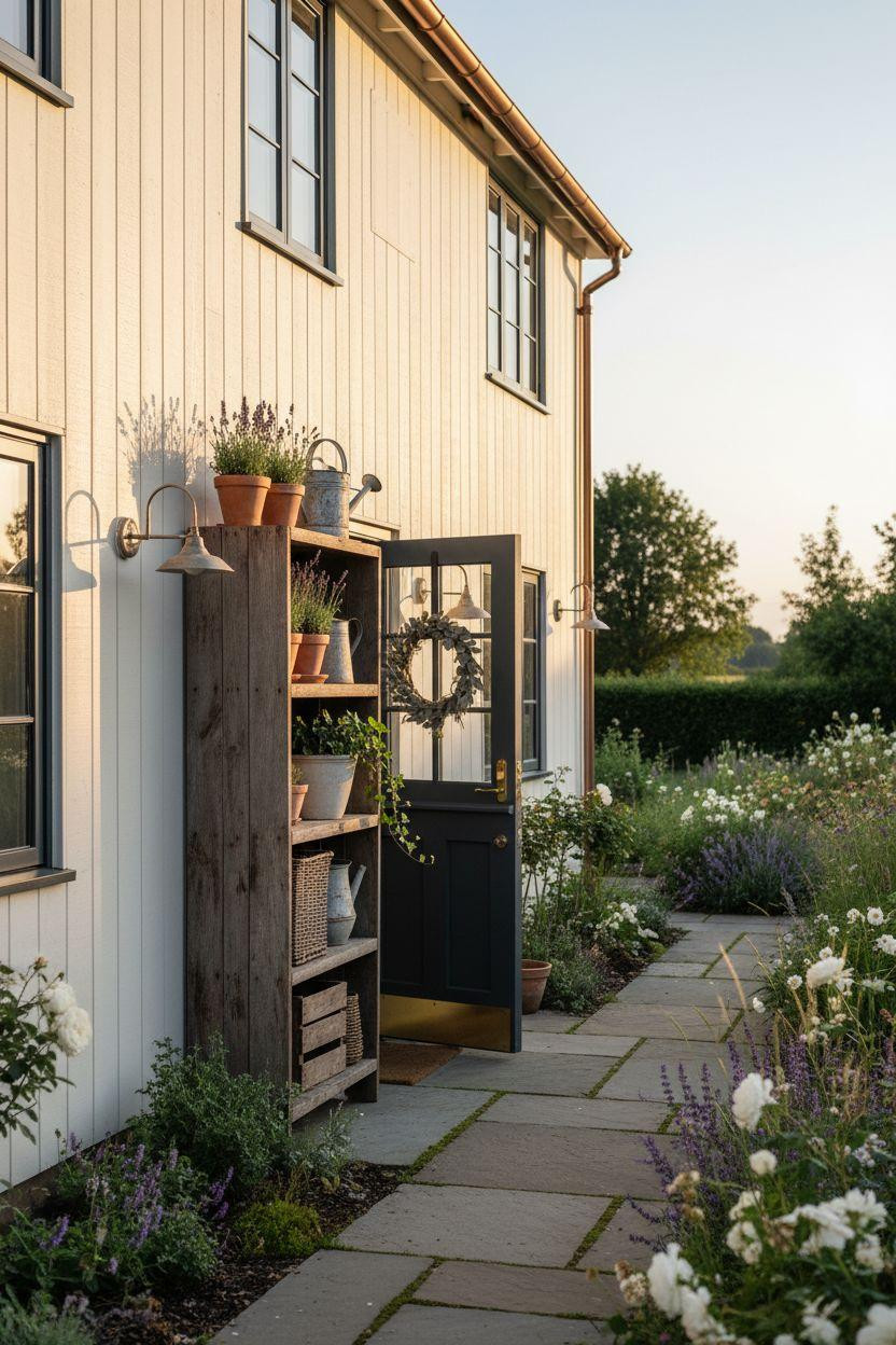 Modern Cottage Homes - board-and-batten with rustic open shelving