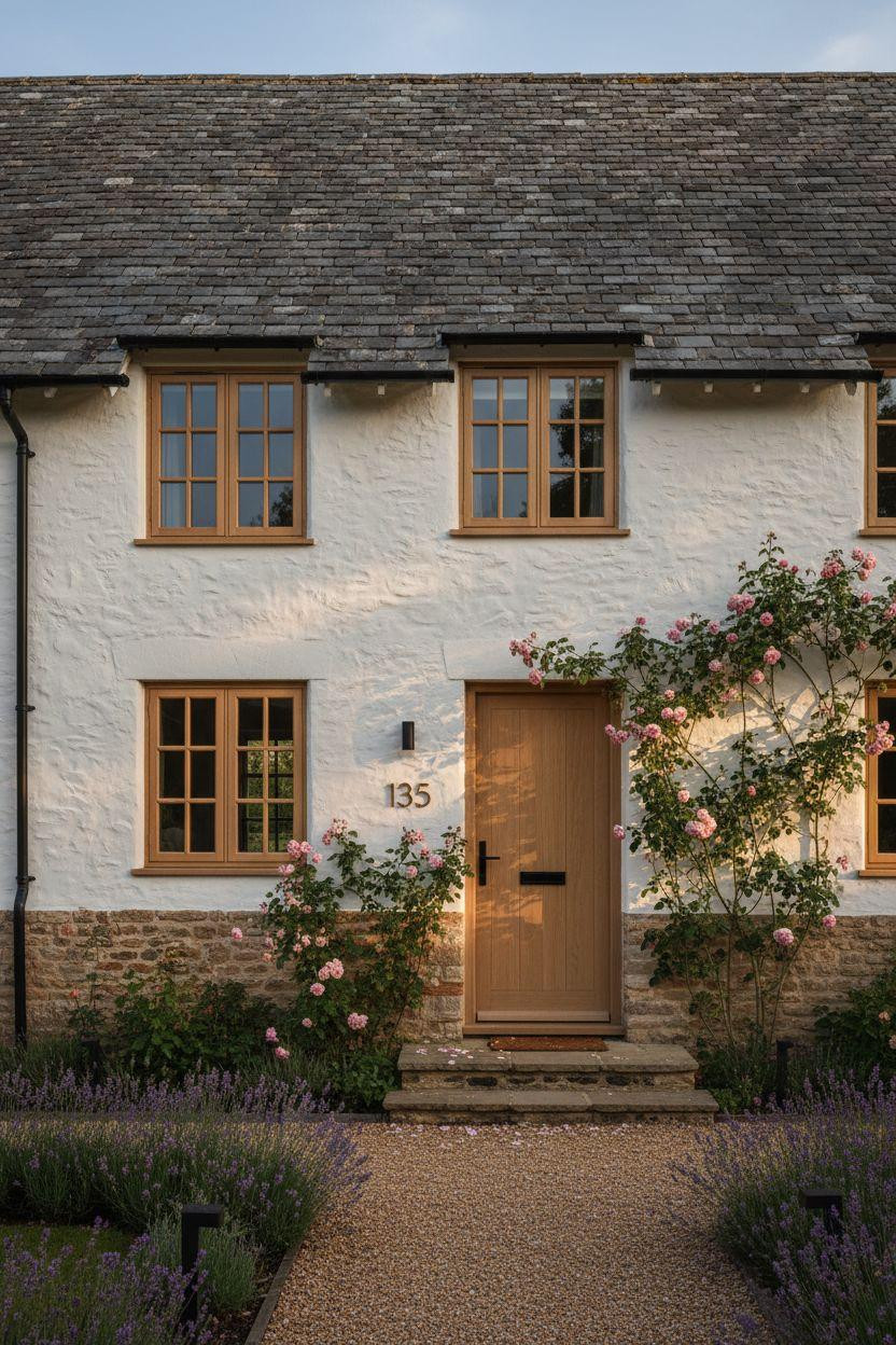 Modern Cottage Homes - white limewash with honey oak frames