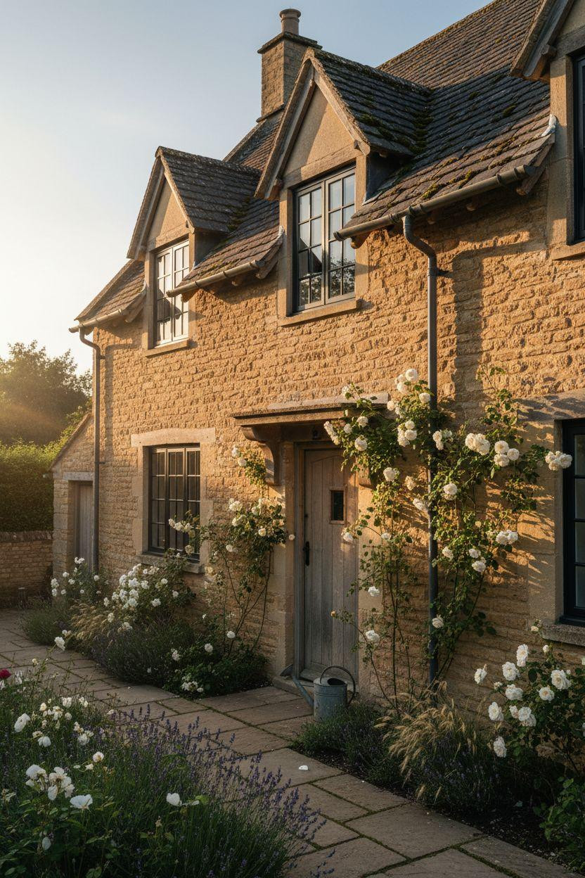 Modern Cottage Homes - natural stone with climbing roses