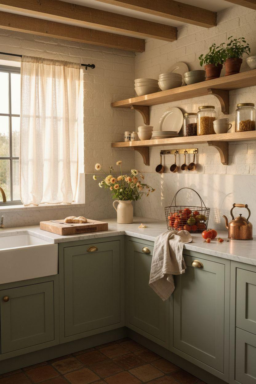 Modern Cottage Homes - bright kitchen with open shelving
