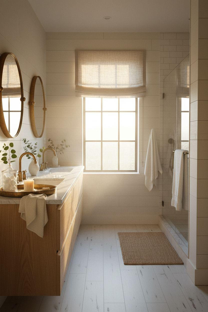 Modern Farmhouse Master Bath showcasing clean architectural lines