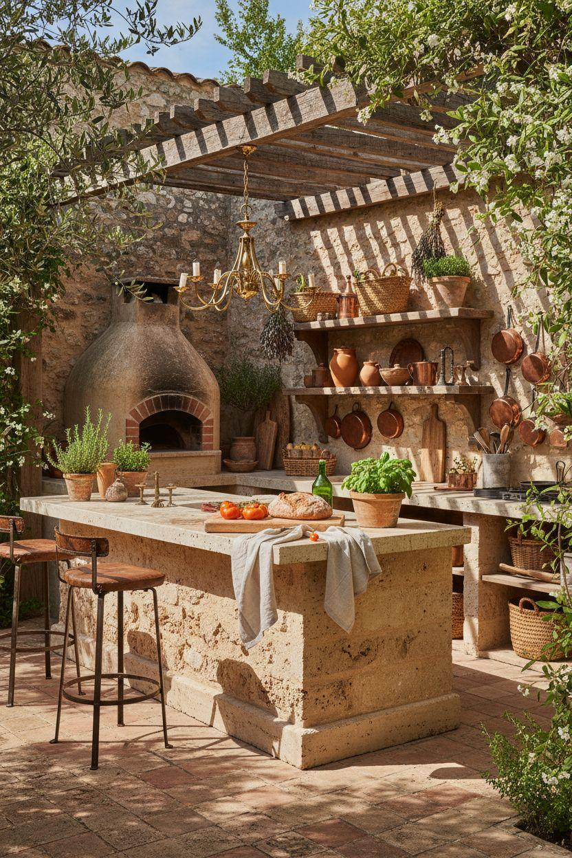 Outdoor Kitchen Ideas - expansive Provençal garden kitchen
