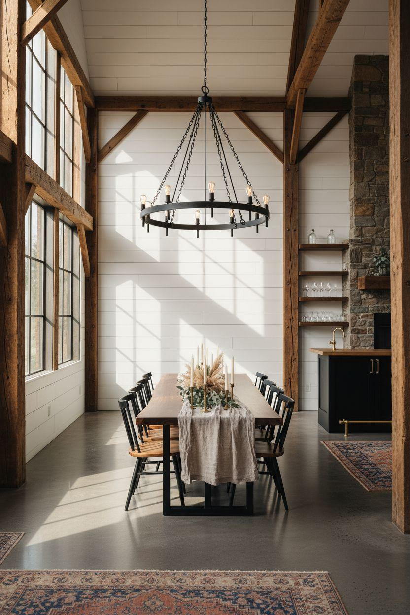 Party Barn Interior - event space with dramatic lighting