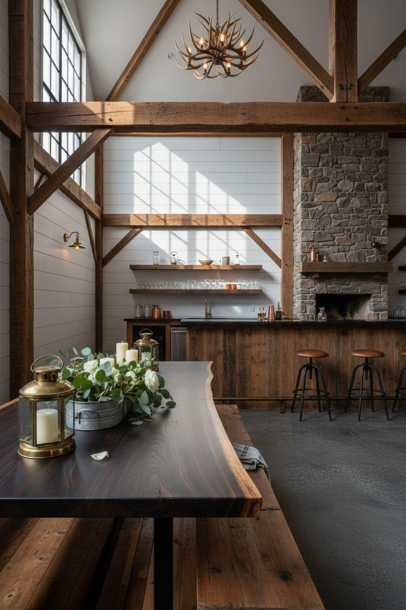 Party Barn Interior - grand space with large communal table