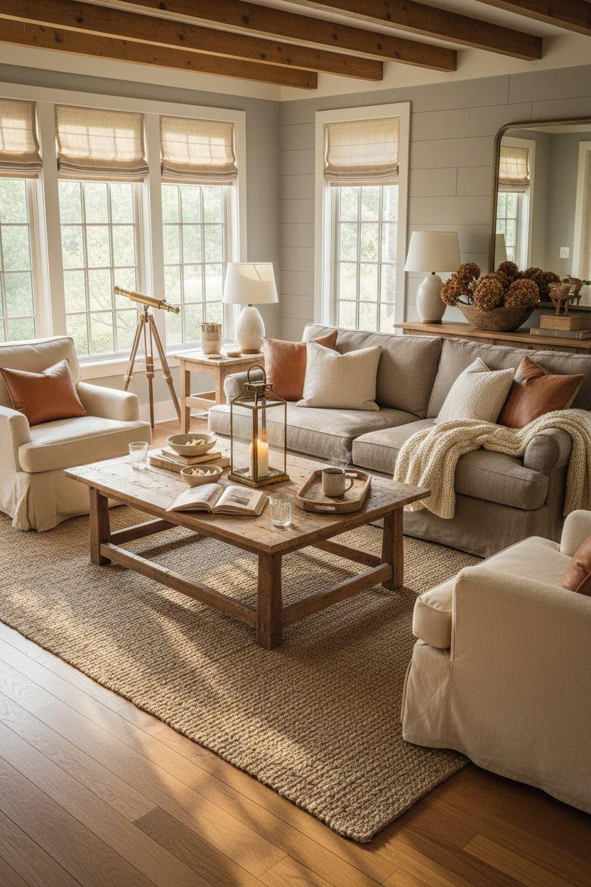 Pottery Barn Living Room Ideas - overhead angle showing furniture arrangement
