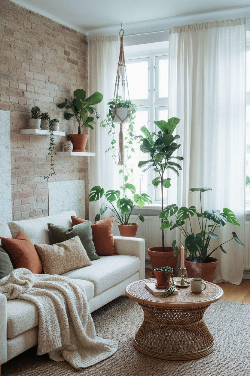 Renter Friendly Decorating - botanical corner with trailing plants