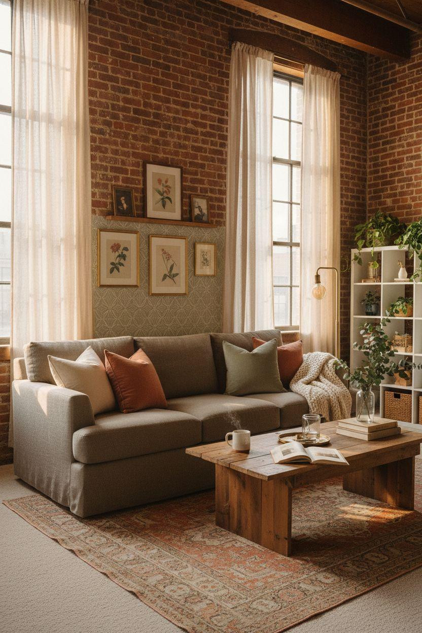 Renter Friendly Decorating - loft space with removable geometric wallpaper