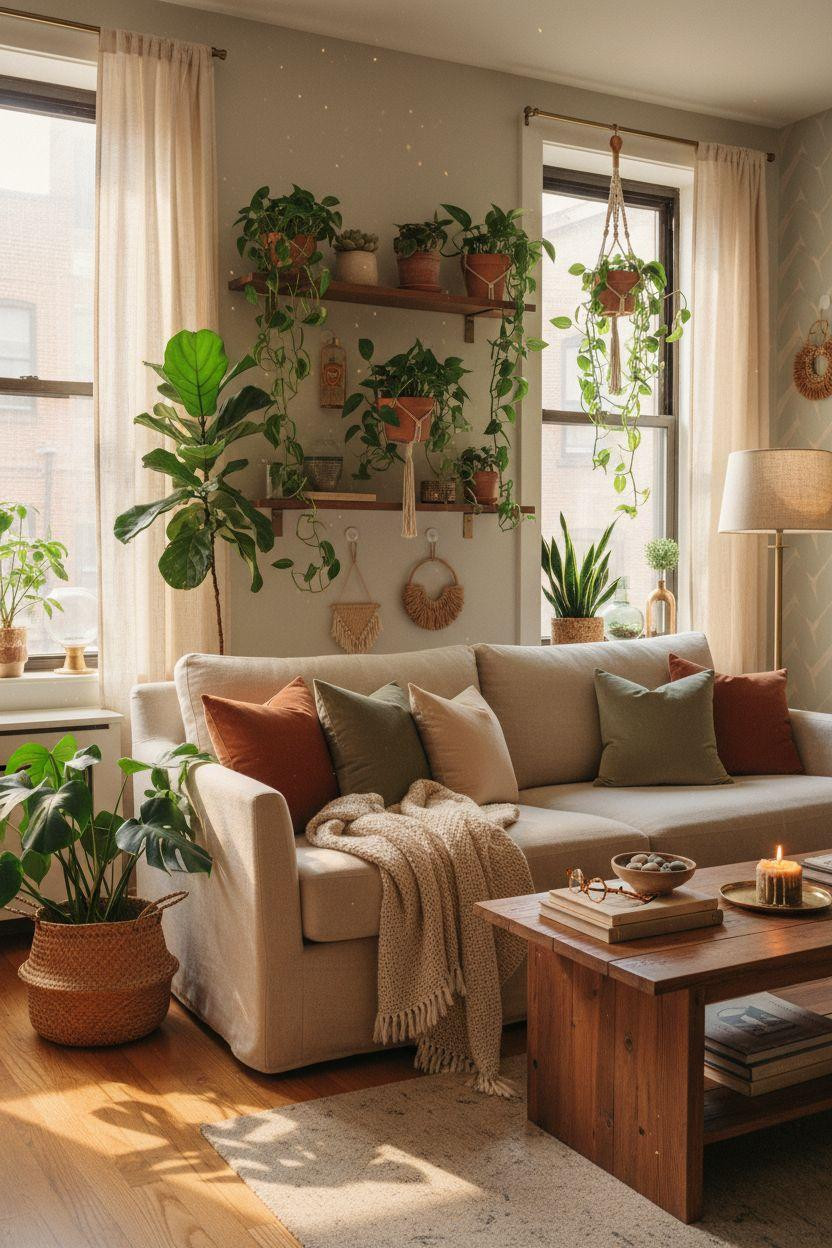 Renter Friendly Decorating - botanical gallery with fiddle leaf fig