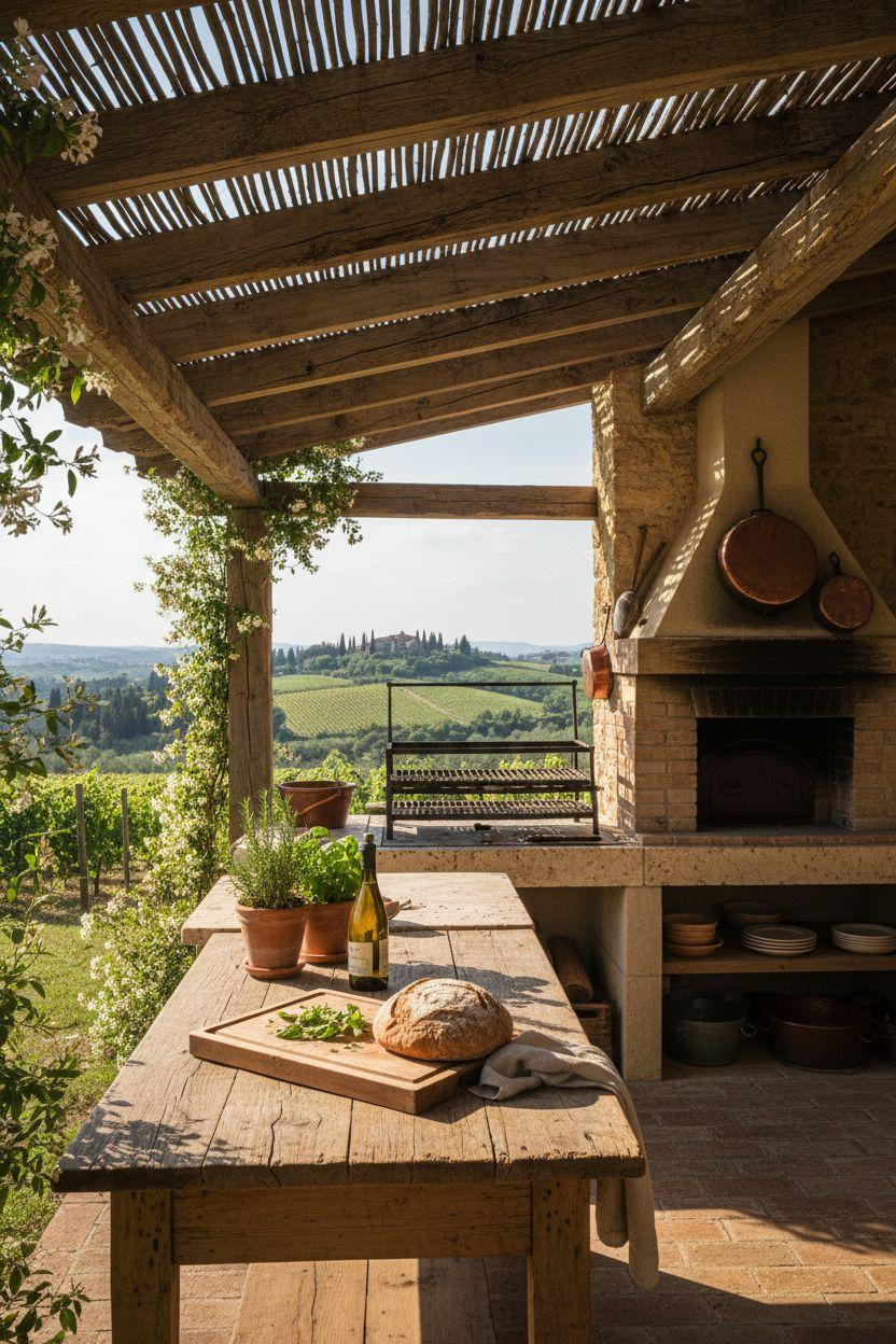 Outdoor Kitchen Ideas - rustic Tuscan cooking space