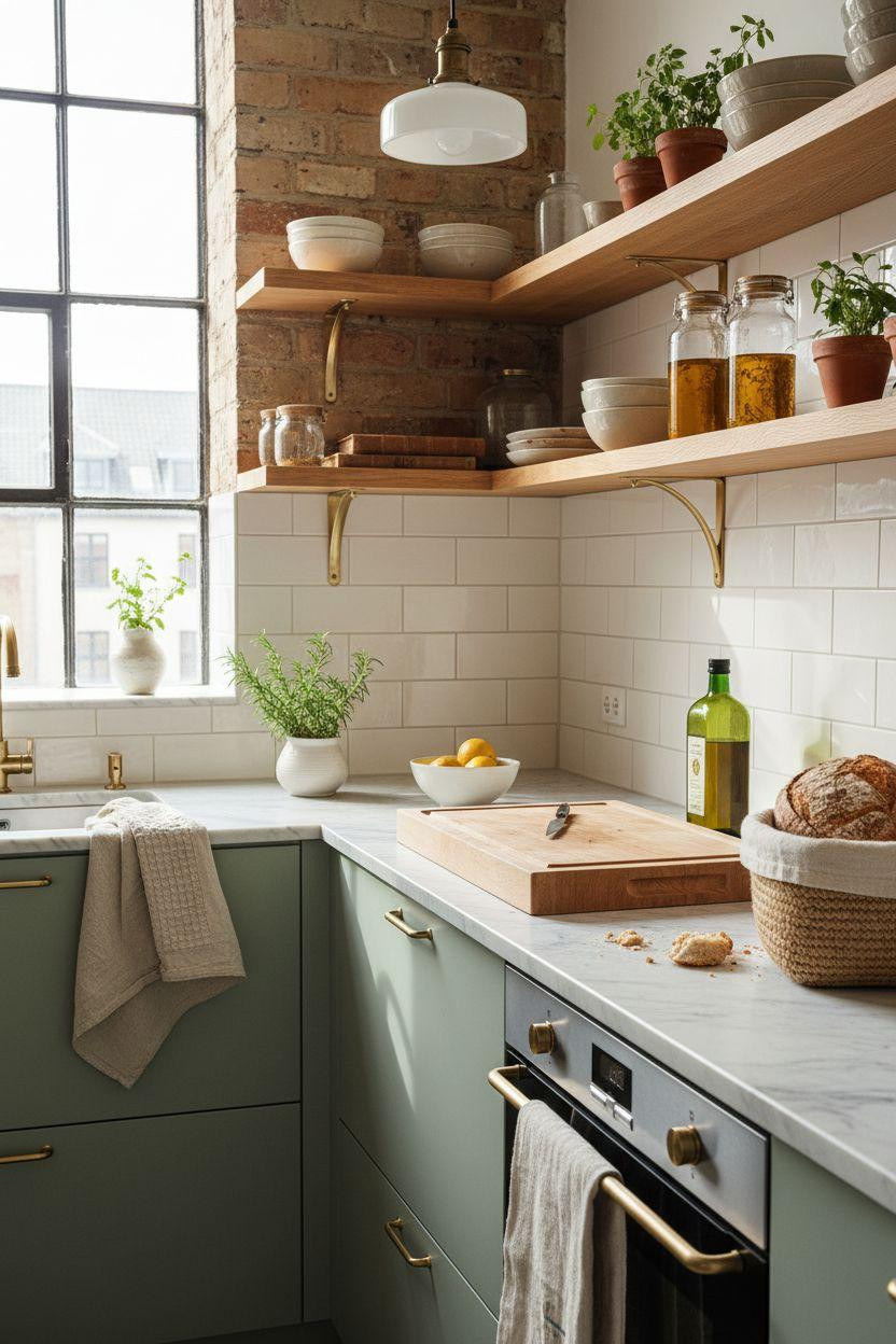 Small Kitchen galley with fresh herbs