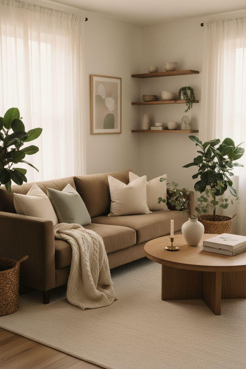 Small lounge ideas with natural morning light and soft neutrals
