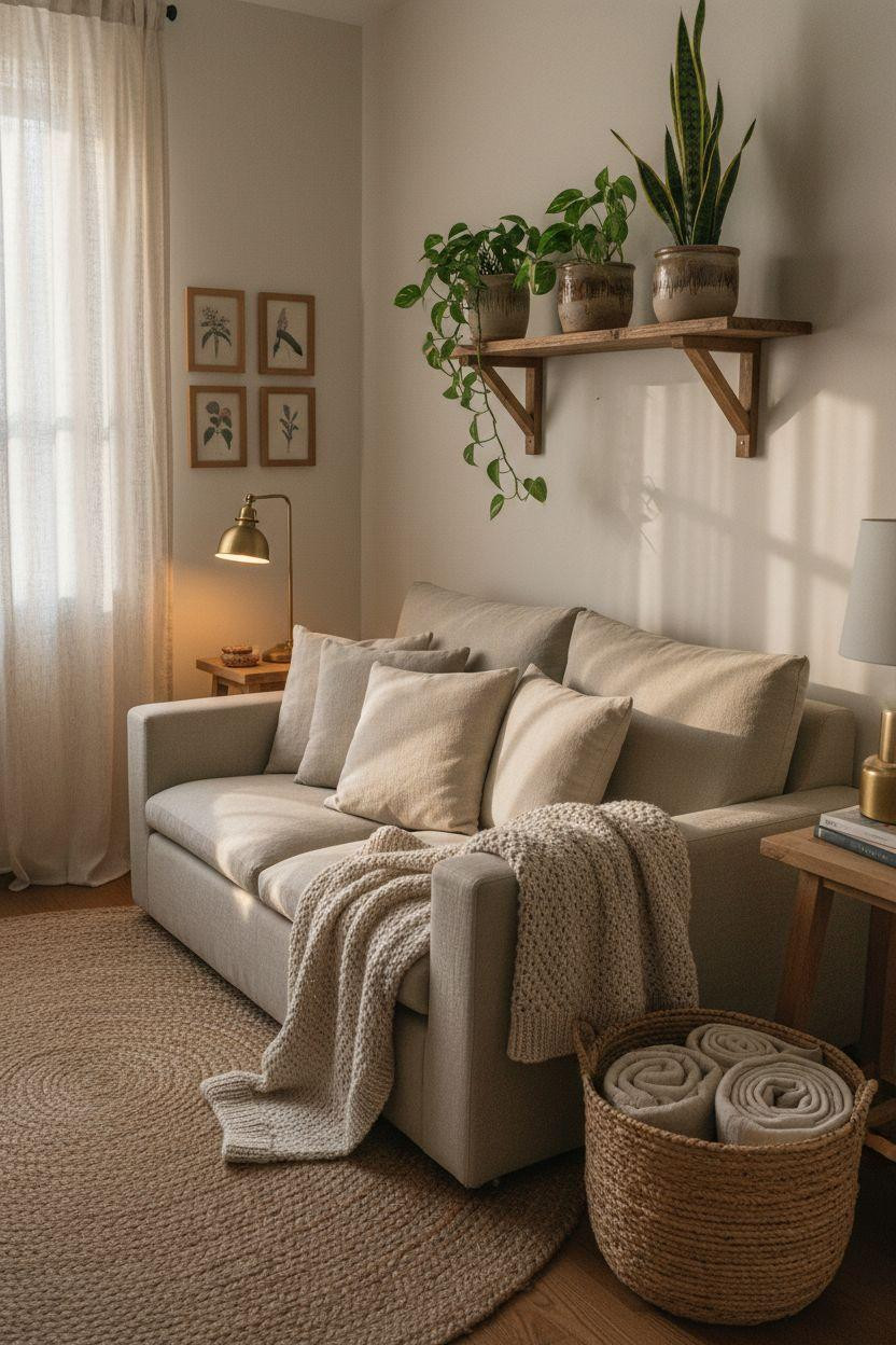 Small lounge ideas featuring natural textures and warm wood tones
