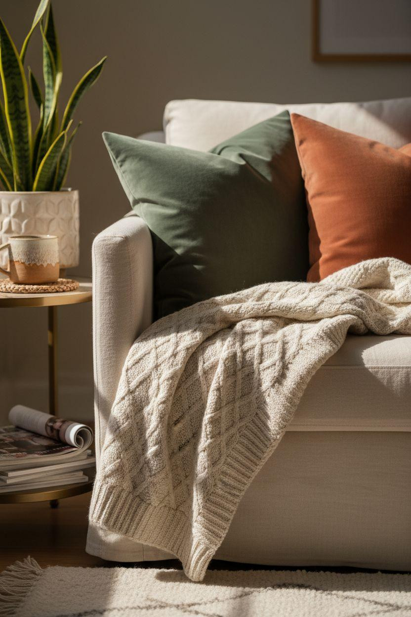 Small lounge ideas focusing on layered textile details and warmth