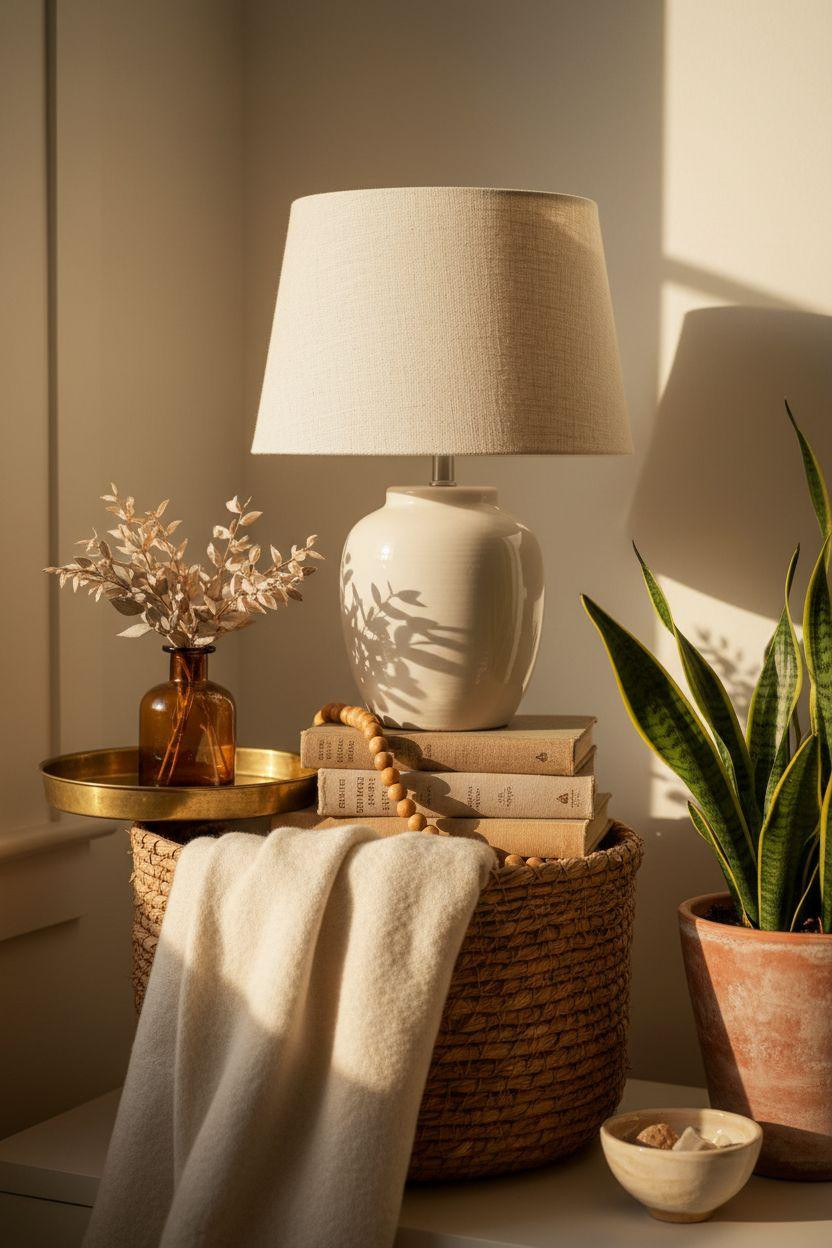 Small lounge ideas with decorative styling and layered textures