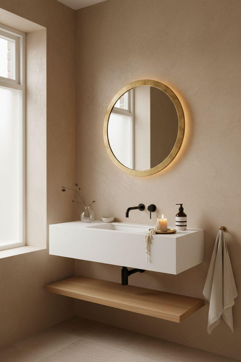 Bathroom Mirror - small bathroom mirror in minimalist Nordic townhouse