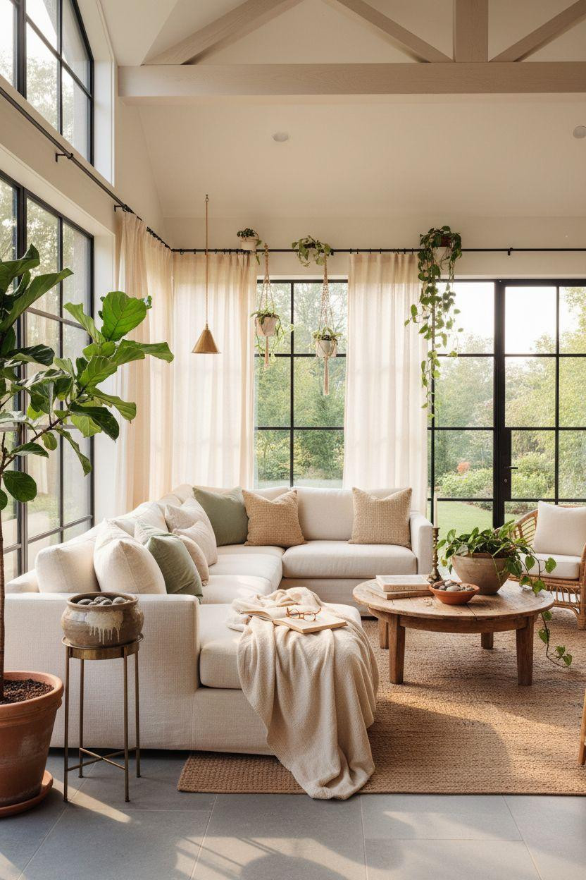 Sunroom ideas filled with plants and natural materials