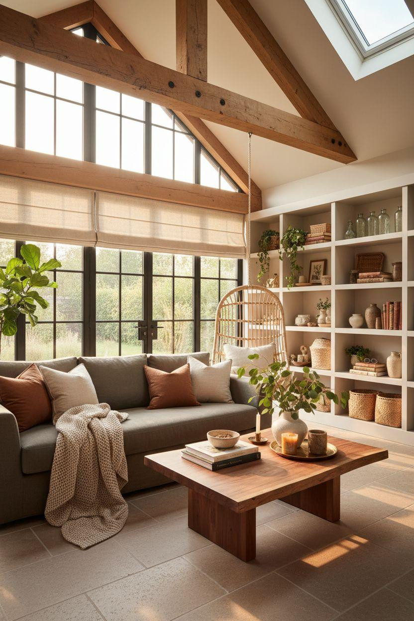 Sunroom ideas featuring live edge wood and modern style