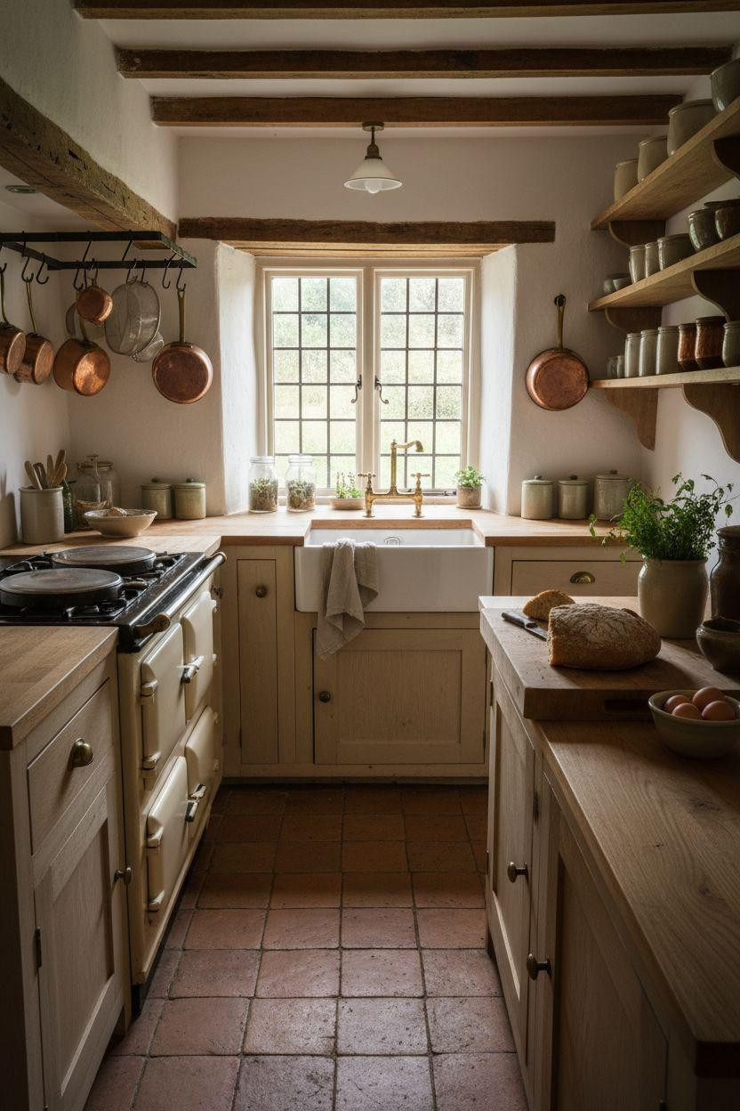 Tiny Farmhouse Kitchen - English cottage with exposed timber beams