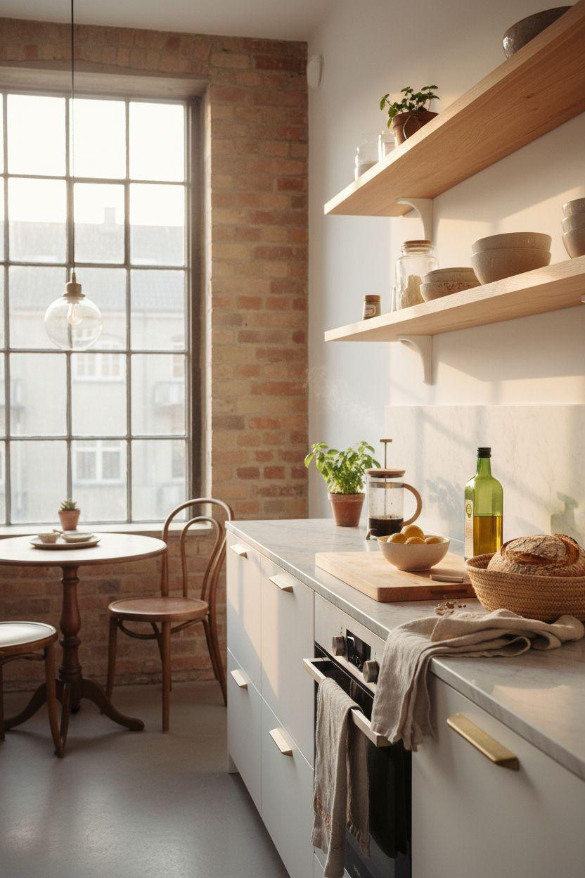 Tiny Kitchen Ideas featuring cozy corner with small bistro table