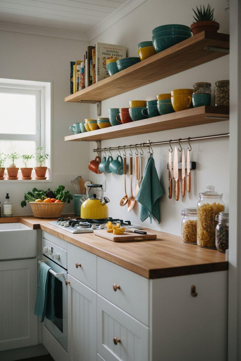 extra small kitchen ideas - brass cabinet pulls
