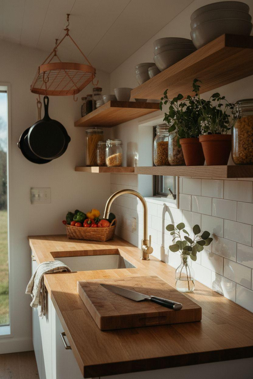 mini kitchen ideas small spaces - butcher block counter
