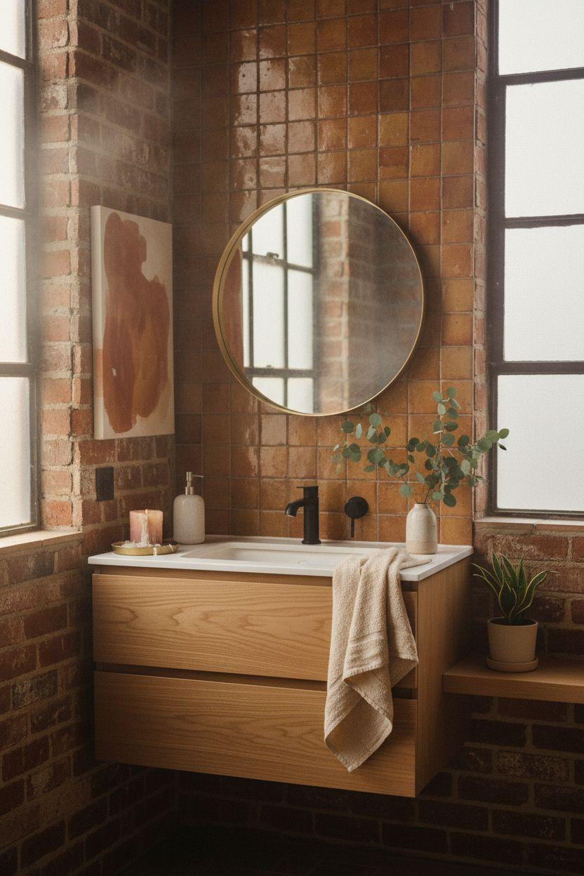 Vibey Bathroom with hand-glazed zellige tiles