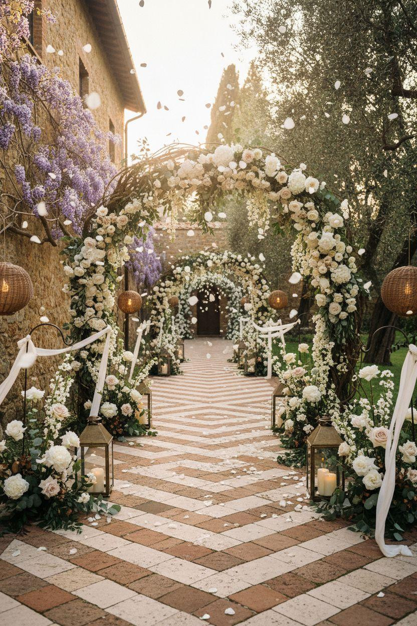 Wedding Walkway - alternating stone tiles in striking chevron design