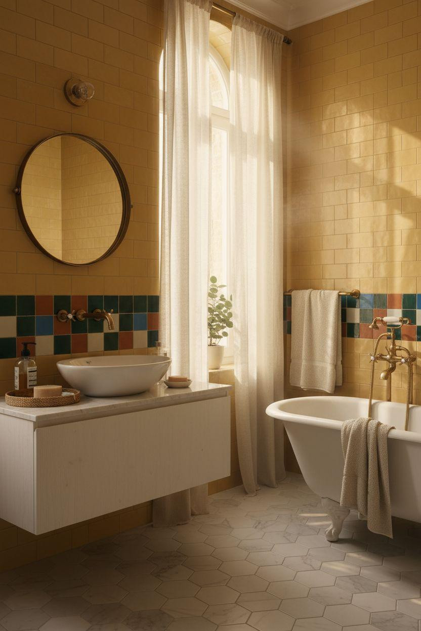 Yellow Bathroom inspired by Mediterranean design