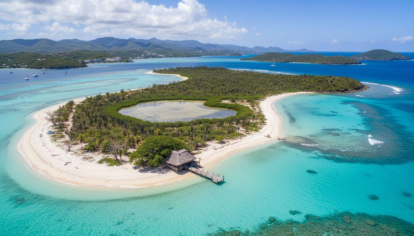This uninhabited island protects three reefs where turquoise water stays empty
