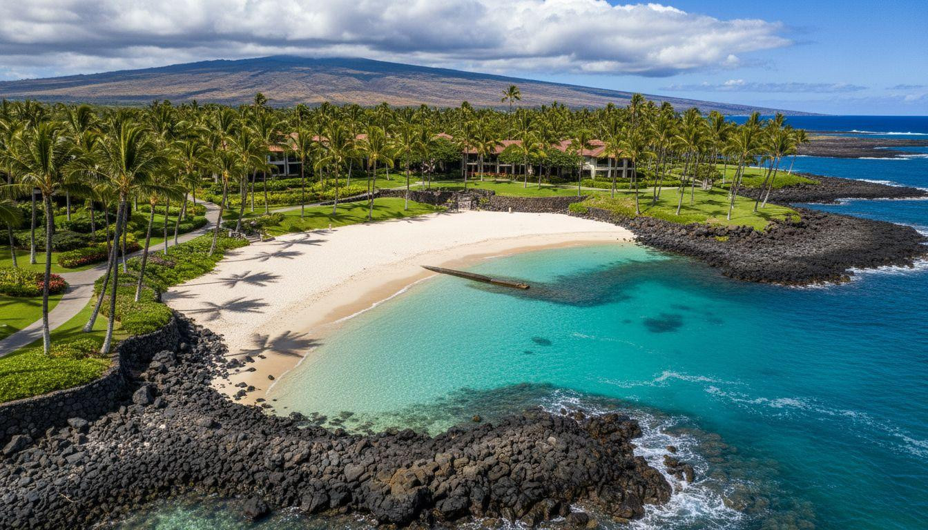 This white sand lagoon sits inside Four Seasons grounds where a free pass gets you in