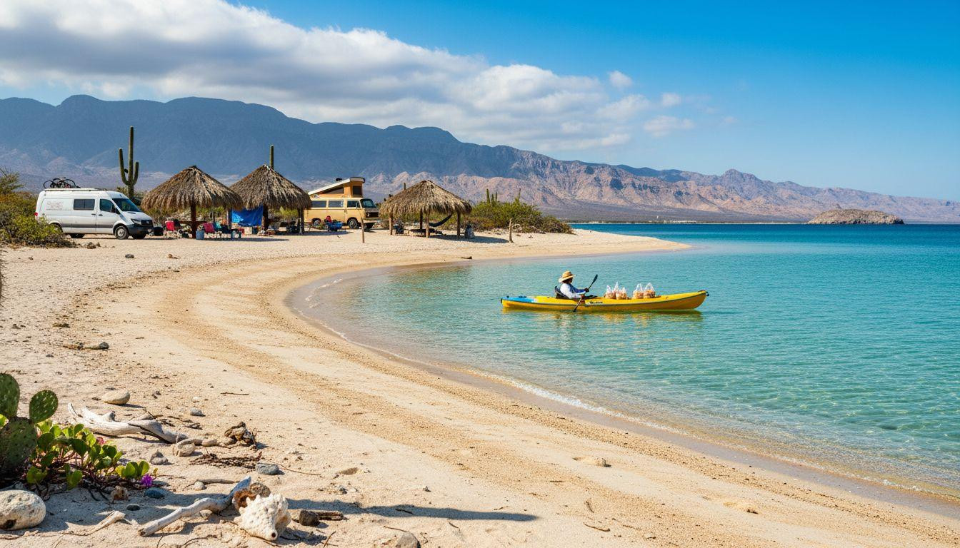 This Mexican bay where pastry vendors kayak to vanlife campers on turquoise sand