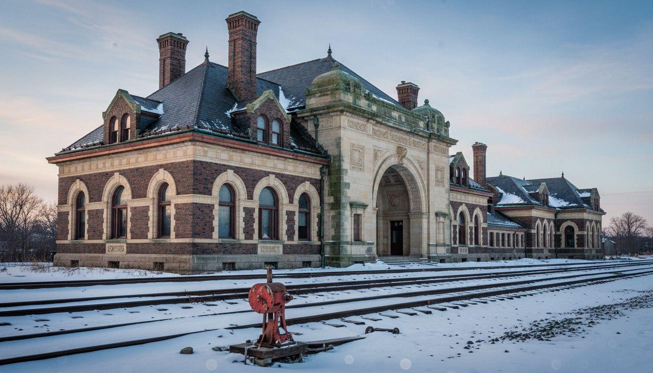 15 railroad depots where Beaux Arts brick meets winter silence few discover