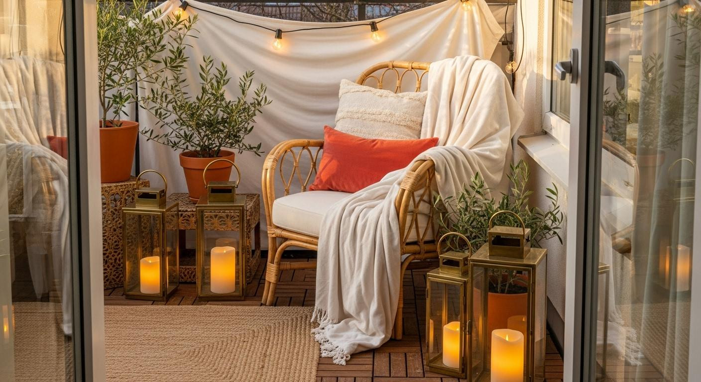 Your fingertips graze frost-kissed rattan at 6pm and this 0 terrace feels warmer than your living room