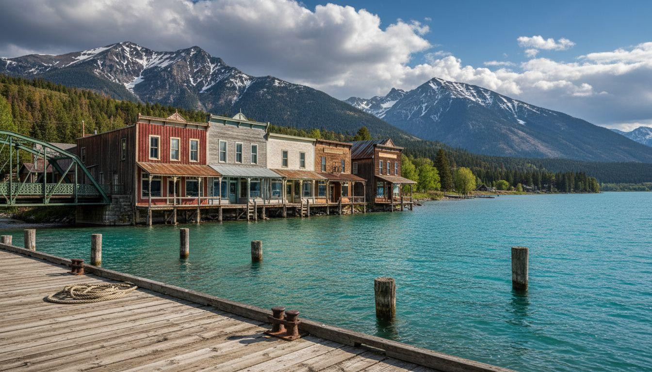 This Montana mill town frames Flathead Lake's turquoise water with 1890s wooden storefronts