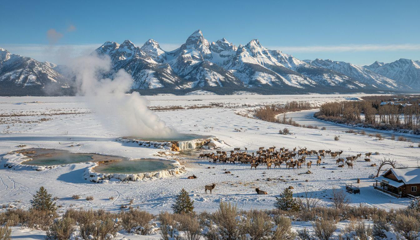 10 Jackson Hole winter experiences where elk herds meet 112°F hot springs