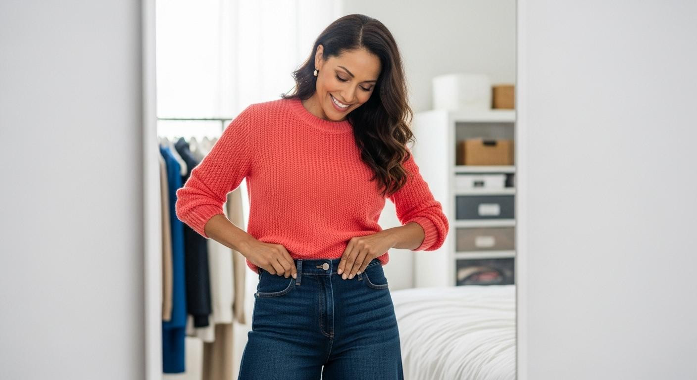 At 54 she found wide leg jeans that fit her menopausal body without looking frumpy