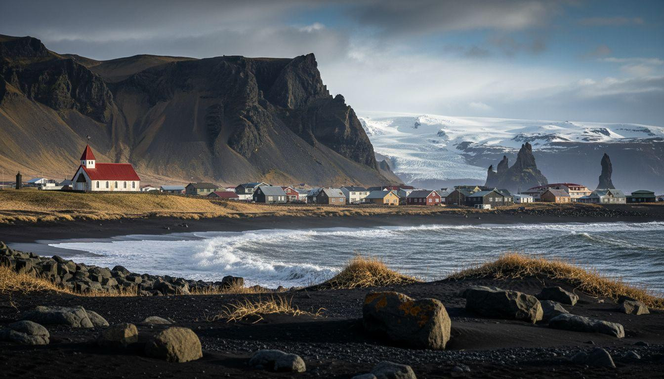 Black volcanic sand invades this 800-person village where storms bury streets in basalt