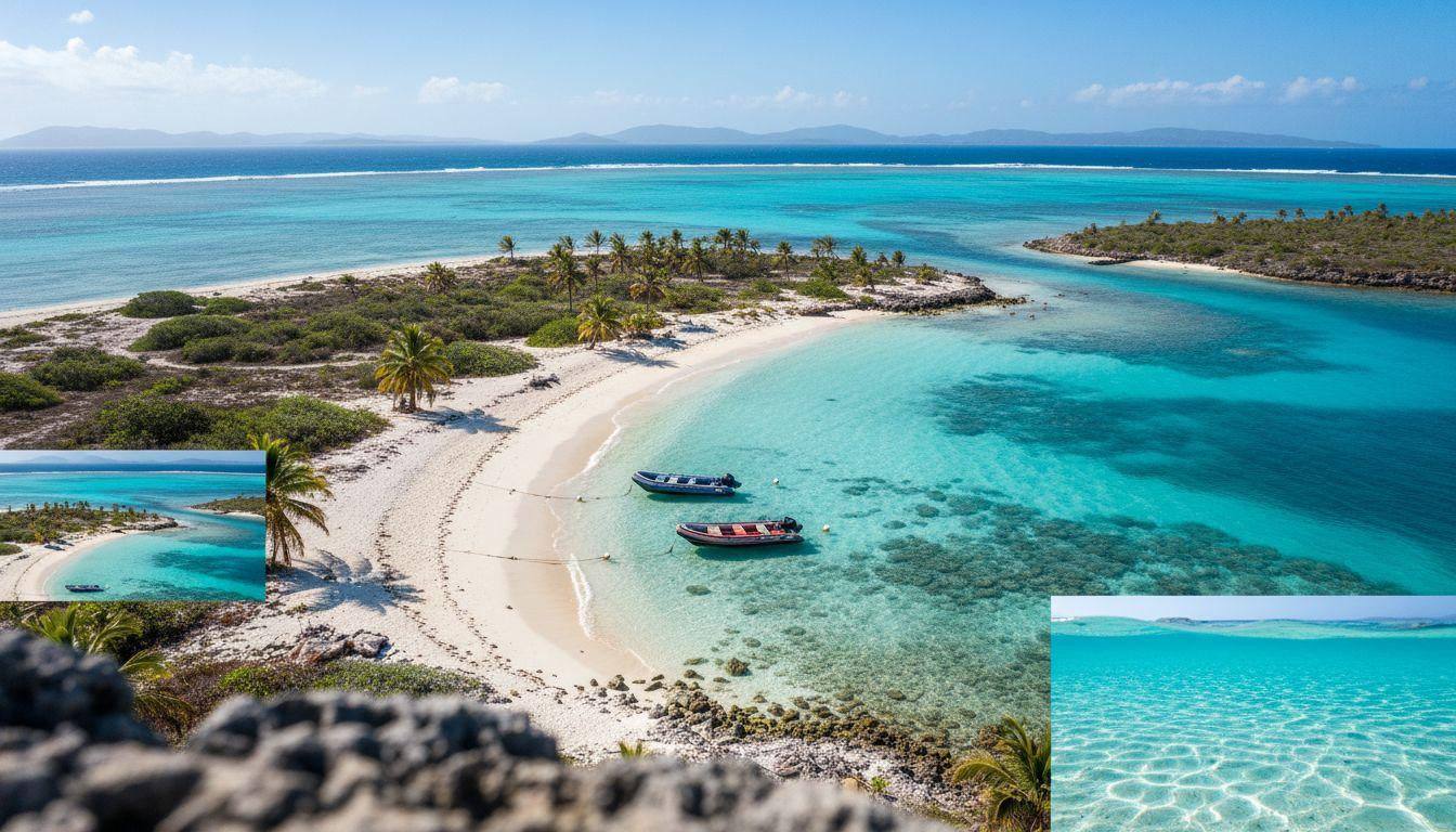 Caribbean's only zodiac-only cay where turquoise water shows sand 20 feet below