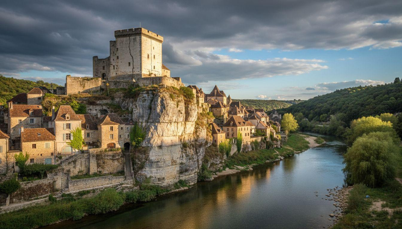 This French castle crowns a 500-foot cliff where 550 residents live in vertical medieval stone
