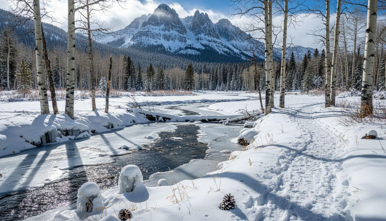 This Nevada trail follows a frozen creek where your tracks stay solo for days