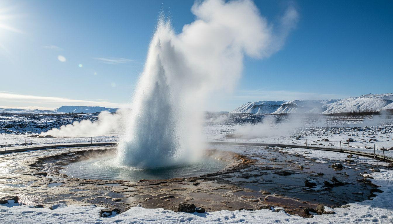 Forget summer's Golden Circle where tour buses wait 8 minutes and January keeps geysers for silent snow