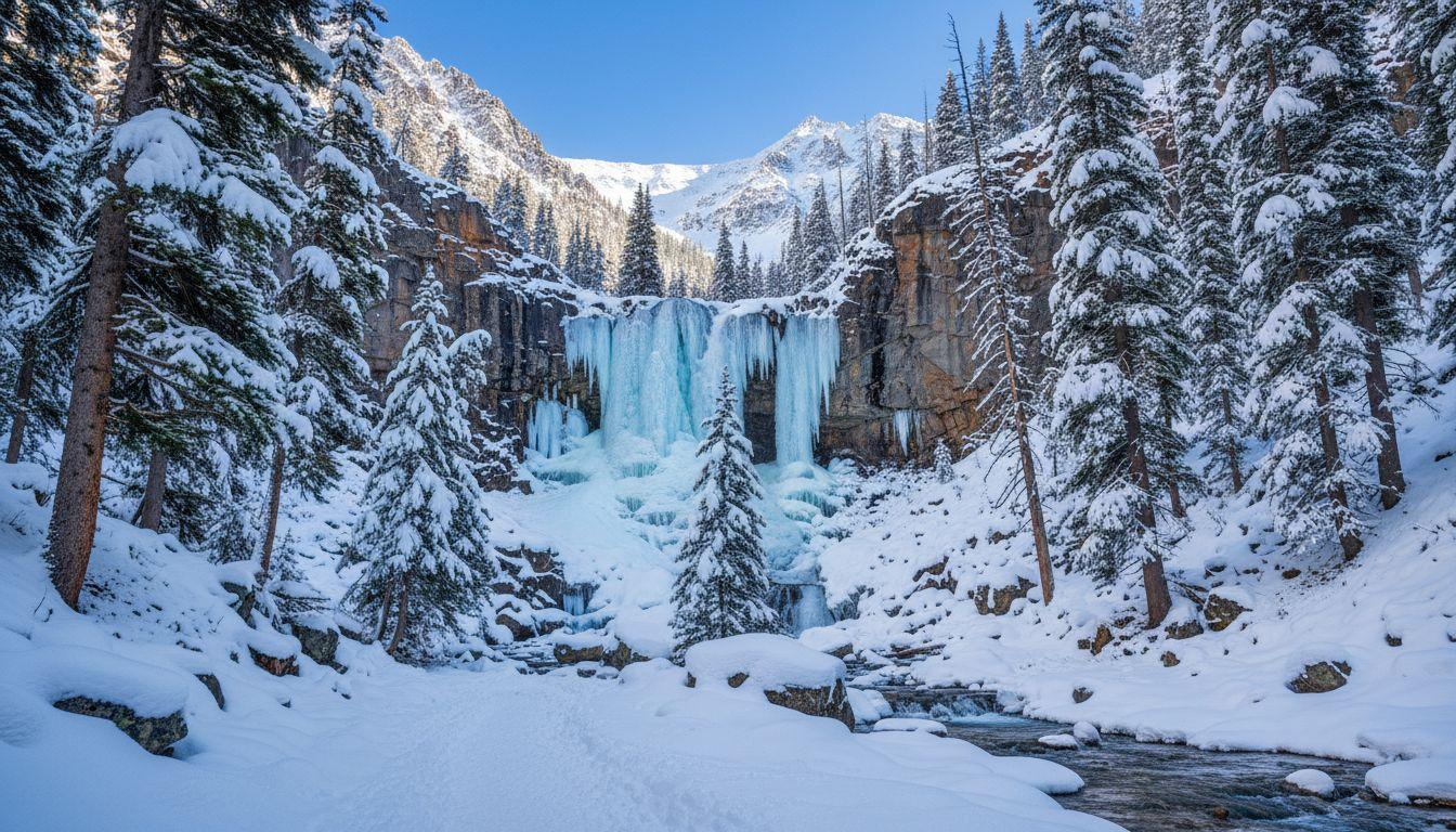 This gorge locks waterfalls in ice where snowshoes reach frozen cascades 95% skip