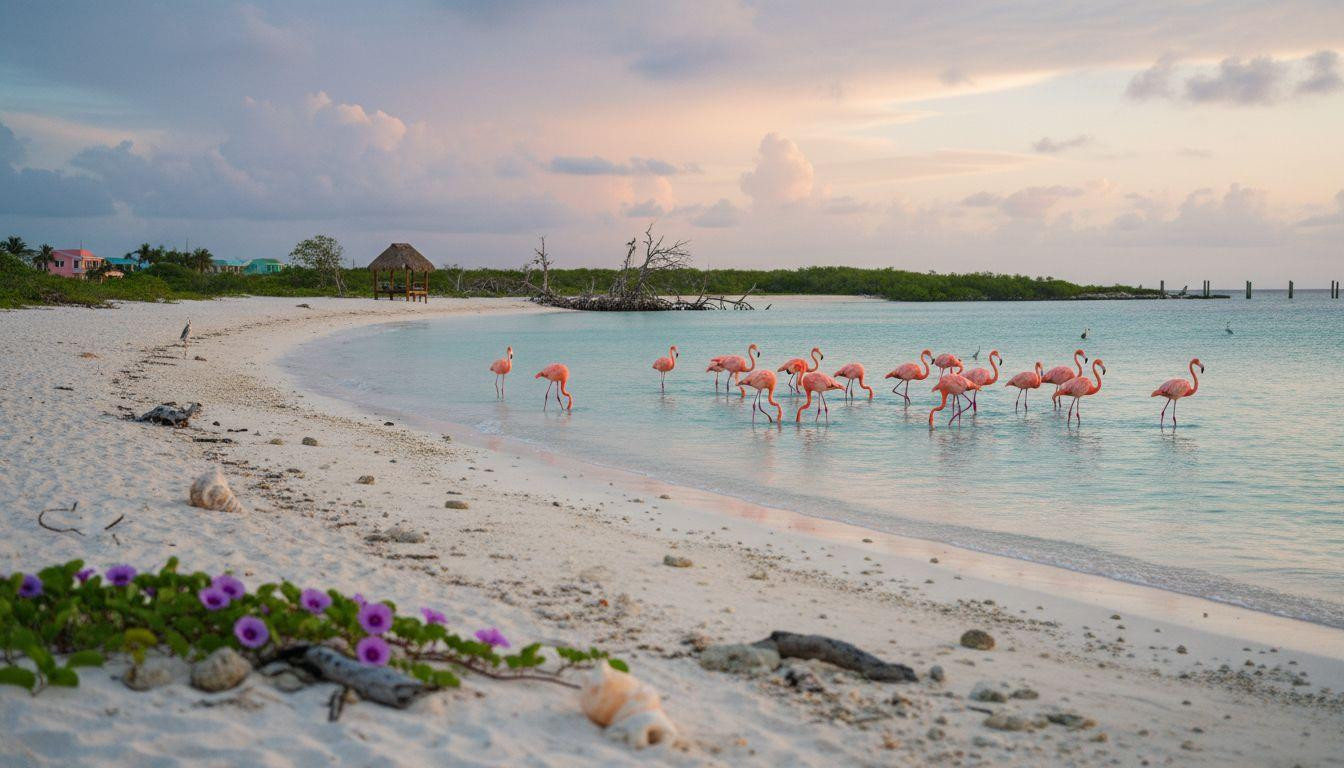 This island bans cars where flamingos wade through turquoise Gulf shallows at dawn