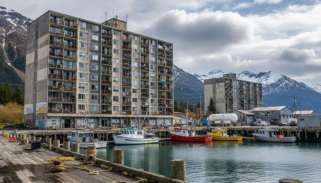 This Alaska town fits 220 people inside one concrete tower where hallways replace streets
