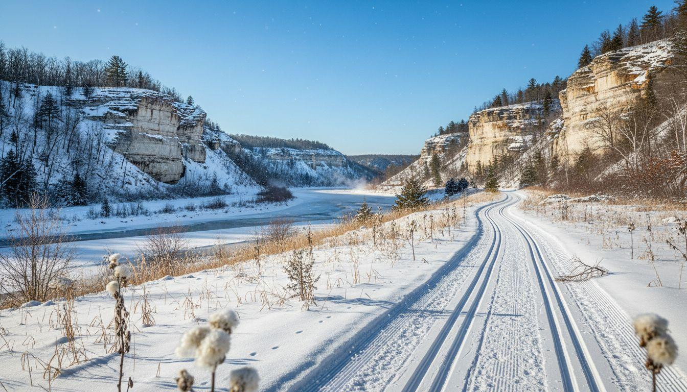 Victorian Lanesboro frames 42 miles of groomed ski trails through 300 foot limestone bluffs