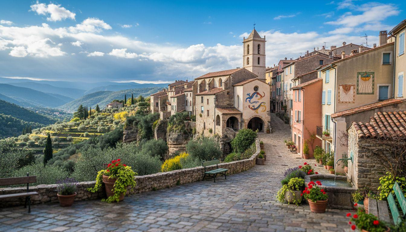 9 pastel villages where artist sundials mark time on medieval stone walls