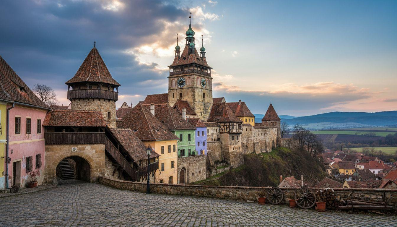 Forget Rothenburg where hotels cost $250 and Sighișoara keeps baroque clock towers for $50